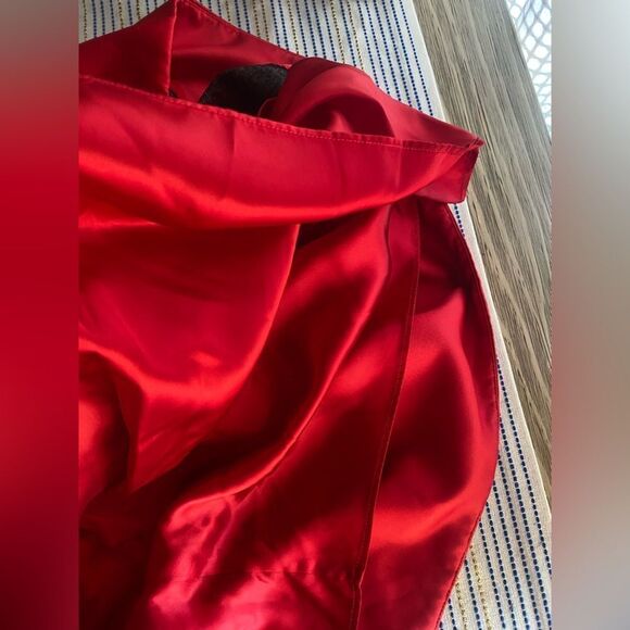 Jill Stuart Mini Dress Size 6 Ruby Red Satin Strapless Bow - Picture 10 of 16